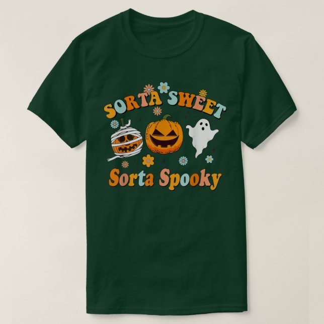 Camiseta Halloween Sorta Sweet Sorta Spooky Jack O Lantern  (Diseño del anverso)