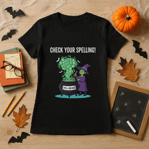 Camiseta Halloween Spell-Checker Witch Funny Teacher