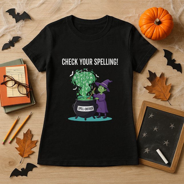 Camiseta Halloween Spell-Checker Witch Funny Teacher (Subido por el creador)
