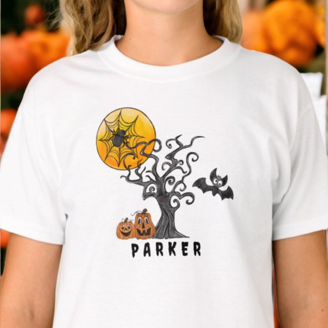 Camiseta Halloween Spider Bat Spookone Tree Pumpkins Name (Subido por el creador)