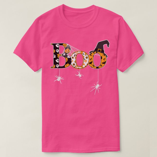 Camiseta Halloween  Spider Web Witch Hat Cute Boo  (Diseño del anverso)