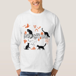 Camiseta Halloween Spooky and Scary Cats Play Music Note