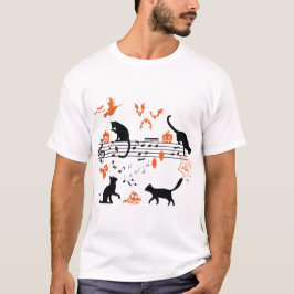 Camiseta Halloween Spooky and Scary Cats Play Music Note