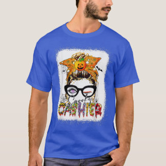 Camiseta Halloween Spooky Cashier Messy Bun Glasses Spooky 