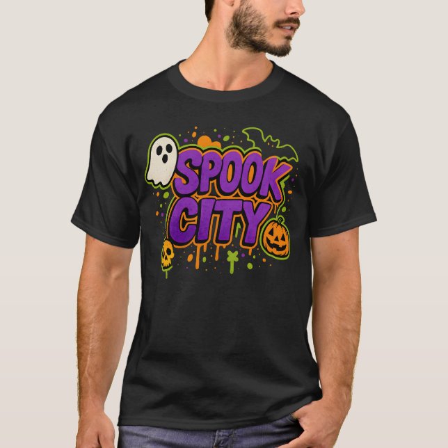 Camiseta Halloween Spooky City Graffiti Cloex (Anverso)