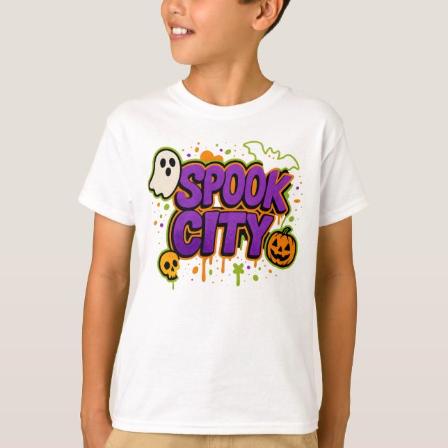 Camiseta Halloween Spooky City Graffiti Cloex (Anverso)