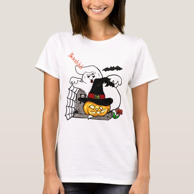 Camiseta Halloween Spooky diseño fantasma y calabaza (Anverso)