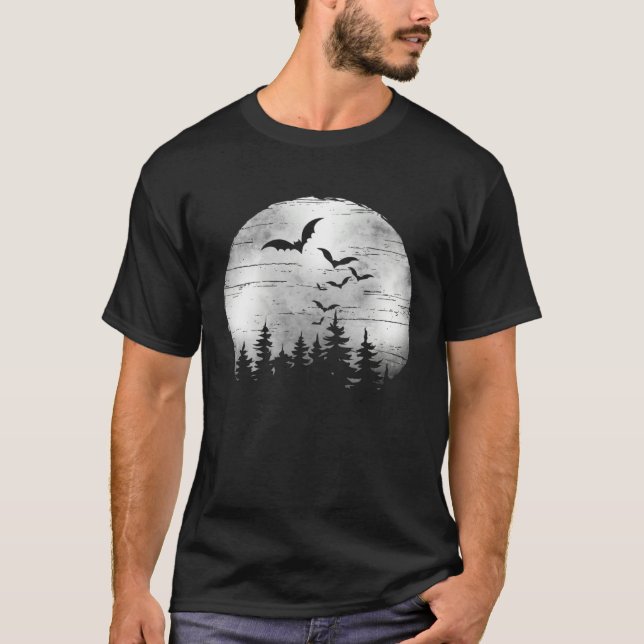Camiseta Halloween Spooky Full Moon The Woods & Bats (Anverso)
