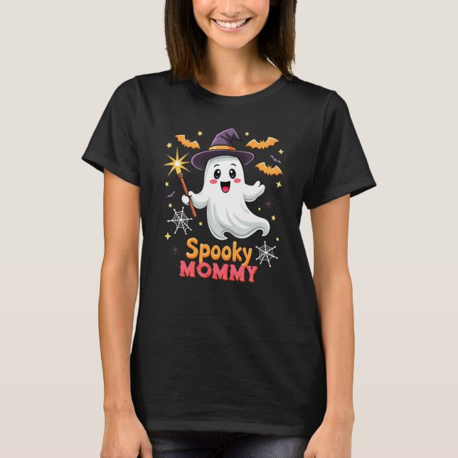 Camiseta Halloween Spooky Mom Ghost Witch Gorra Personaliza (Anverso)