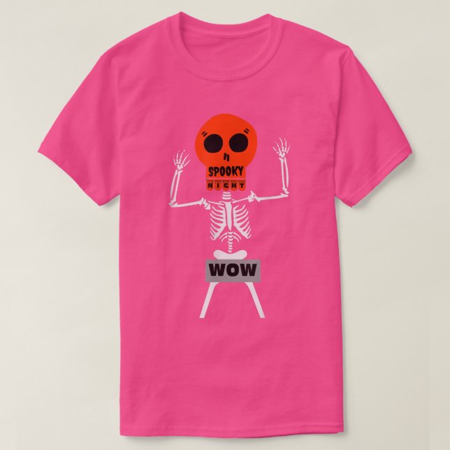 Camiseta Halloween Spooky Night Brave Skeleton Wow (Diseño del anverso)