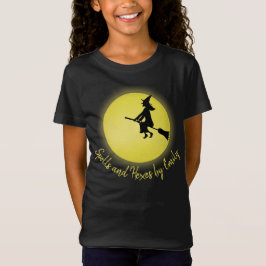Camiseta Halloween Spooky Scary Witch Broomstick Moonlight