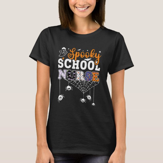 Camiseta Halloween Spooky School Nurs Health Worker (Anverso)