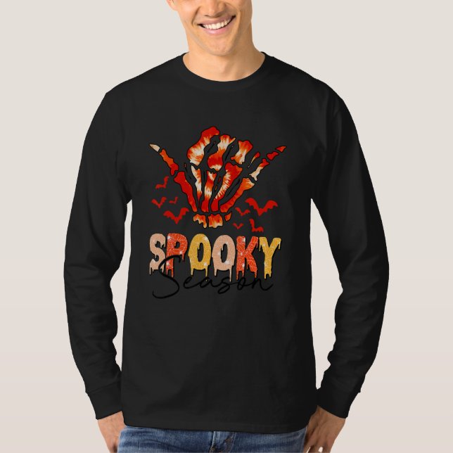 Camiseta Halloween Spooky Season Skeleton Hand outfit for H (Anverso)