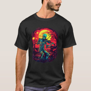 Camiseta Halloween Spooky Skeleton Jugando Viola Fid