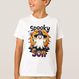 Camiseta Halloween Spooky Son Ghost con Witch Gorra