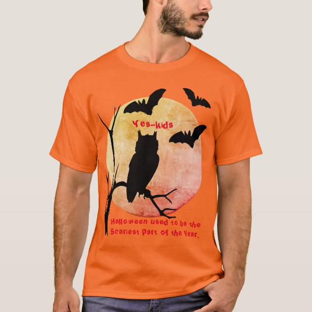 Camiseta Halloween Spooky Thoughts - Bats Moon Owl (Anverso)