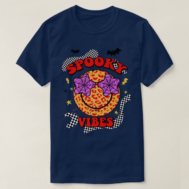 Camiseta Halloween Spooky Vibes Guay Retro 70s Premium (Diseño del anverso)