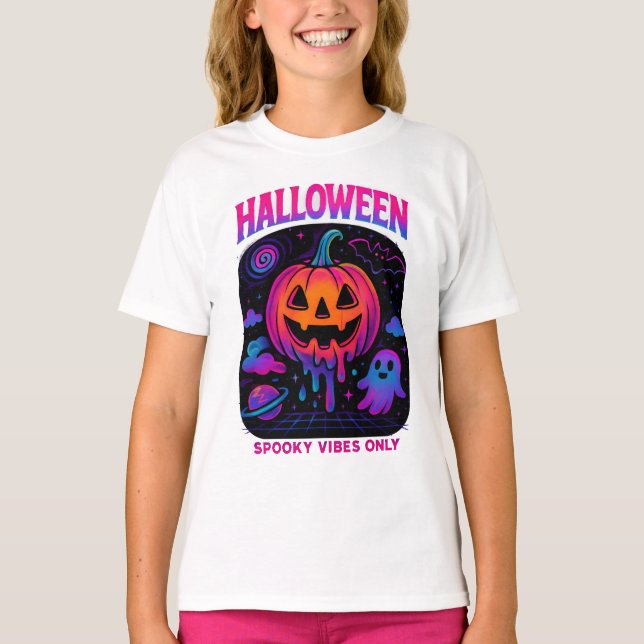 Camiseta Halloween Spooky Vibes Retro Ropa Única Unisex (Anverso)