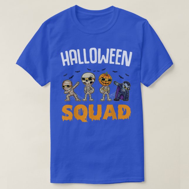 Camiseta Halloween Squad Lazy Costume Mummy Skeleton Pumpki (Diseño del anverso)