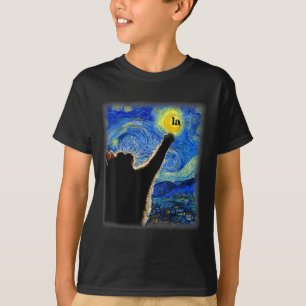 Camiseta Halloween Starry Night Black Cat Comma La Kamala