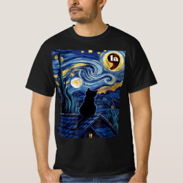 Camiseta Halloween Starry Night Black Cat Comma La Kamala