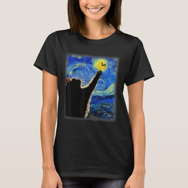 Camiseta Halloween Starry Night Black Cat Comma La Kamala (Anverso)