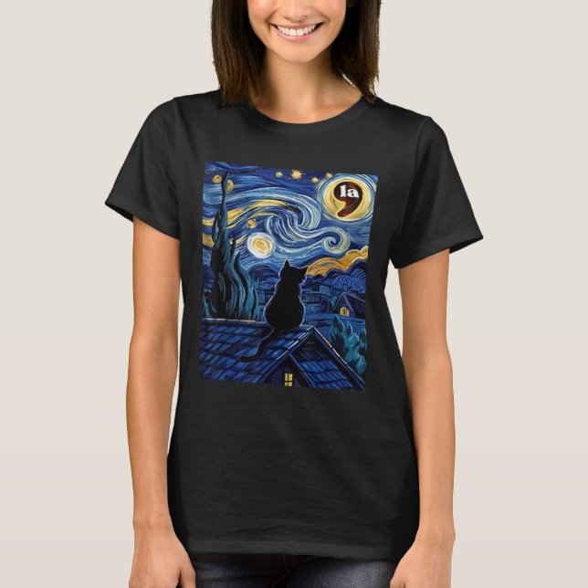 Camiseta Halloween Starry Night Black Cat Comma La Kamala H (Anverso)