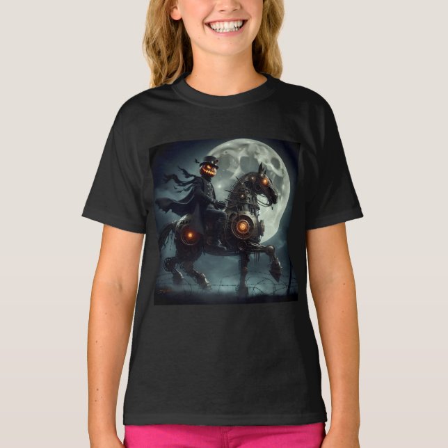 Camiseta Halloween Steampunk Jinete sin Cabeza (Anverso)