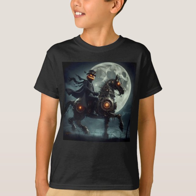 Camiseta Halloween Steampunk Jinete sin Cabeza (Anverso)