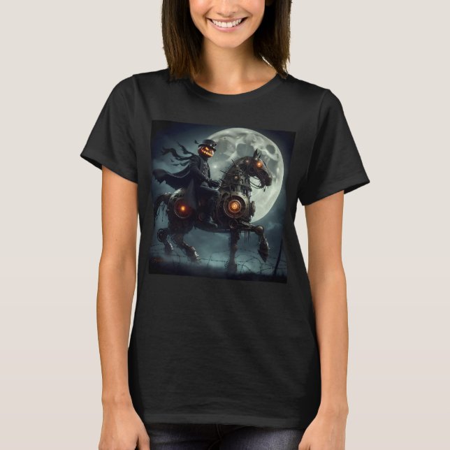 Camiseta Halloween Steampunk Jinete sin Cabeza (Anverso)