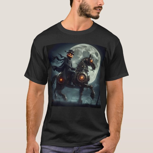 Camiseta Halloween Steampunk Jinete sin Cabeza (Anverso)