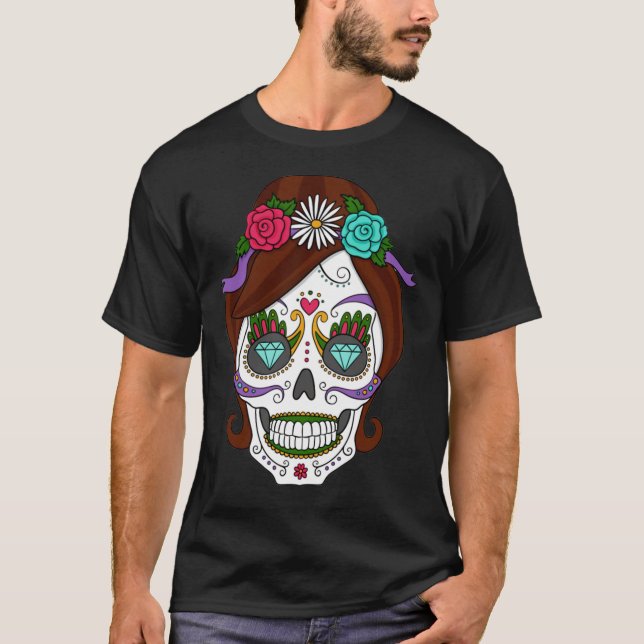 Camiseta Halloween - Sugar Skull Face Paint Relaxed Fit  (Anverso)