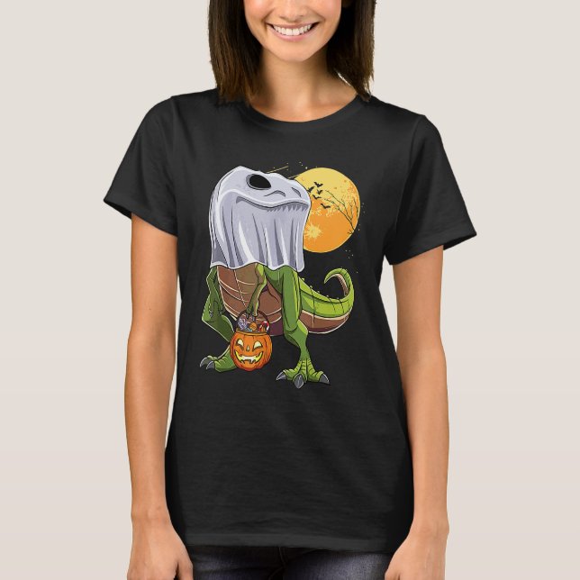 Camiseta Halloween T Rex Dinosaur Ghost Boo Trick Rarw Trea (Anverso)