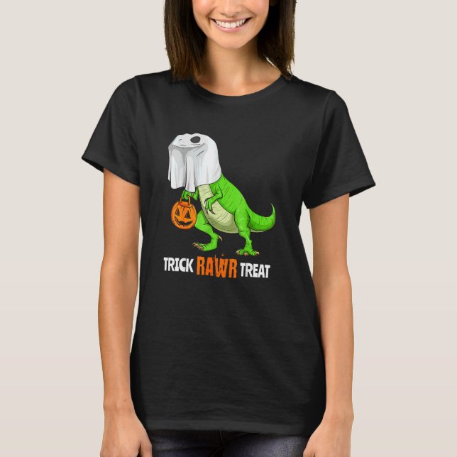 Camiseta Halloween T Rex Dinosaur Ghost Trick Rawr Tret Tre (Anverso)