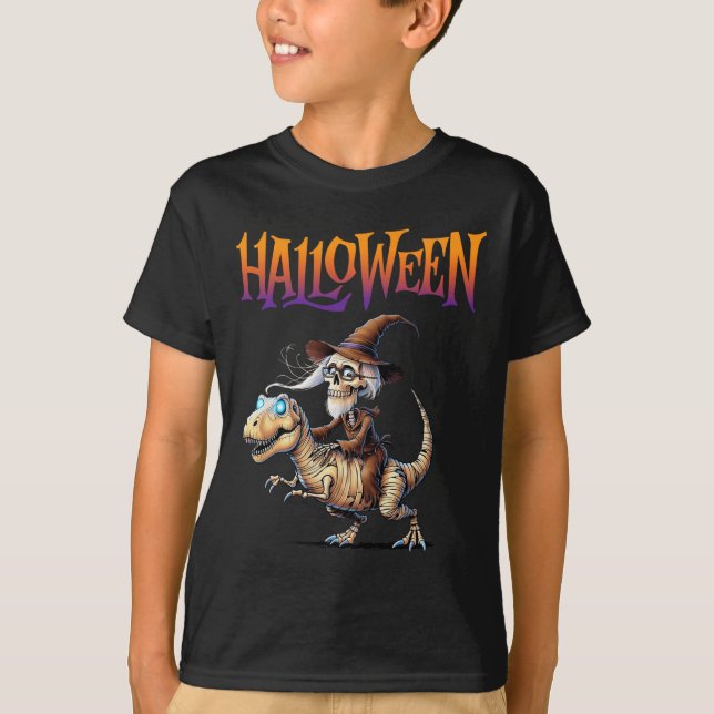 Camiseta Halloween T-rex Skeleton (Anverso)