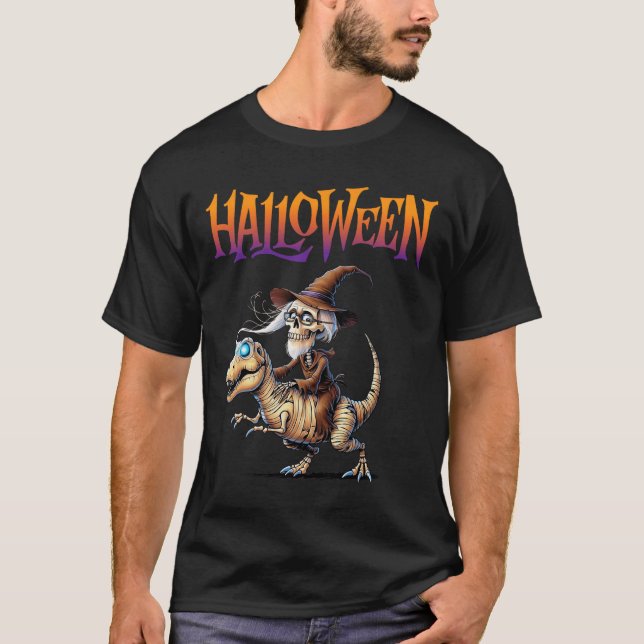 Camiseta Halloween T-rex Skeleton (Anverso)
