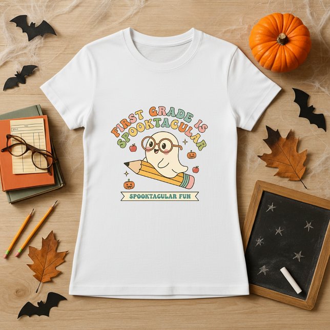Camiseta Halloween Teacher Gift Ghost & Pencil (Subido por el creador)