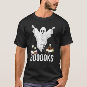 Camiseta Halloween Teacher Librarian Books Reading Ghost Pu