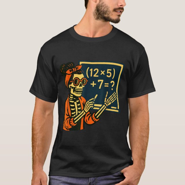 Camiseta Halloween Teacher Six Seven Meme 6 7 Skeleton Soky (Anverso)