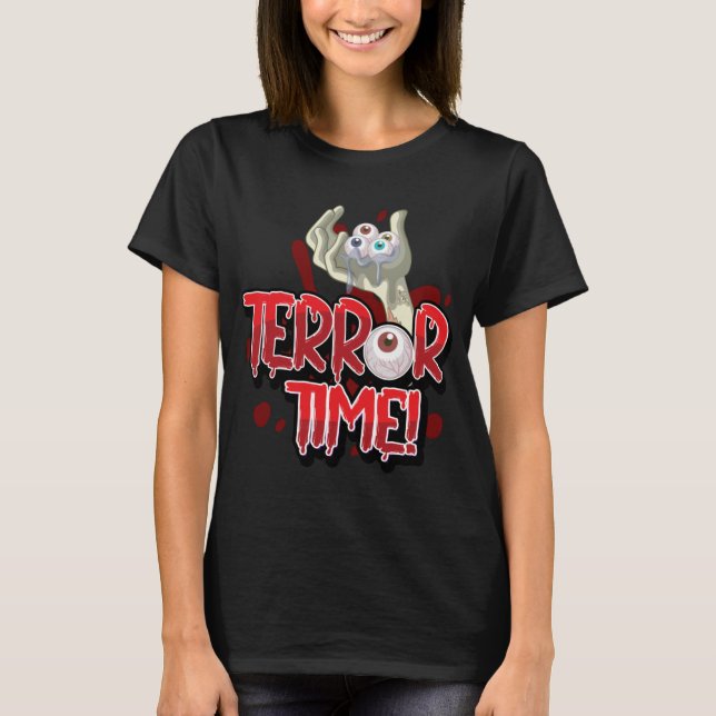 Camiseta Halloween Terror Time Zombie Hand con ojos (Anverso)