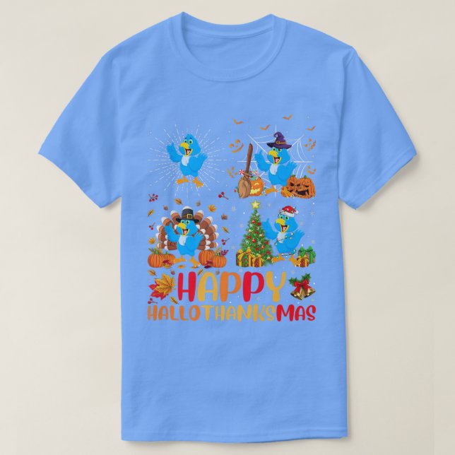 Camiseta Halloween Thanksgiving Christmas Bluebird Hallotha (Diseño del anverso)
