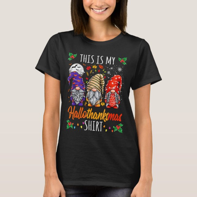 Camiseta Halloween Thanksgiving Christmas Funny Hallothanks (Anverso)