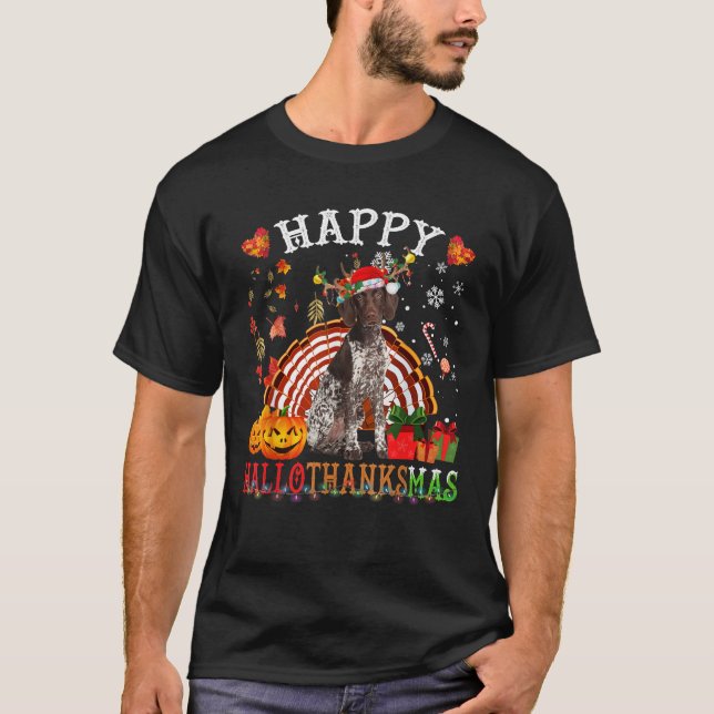 Camiseta Halloween Thanksgiving Christmas German Shorthaire (Anverso)