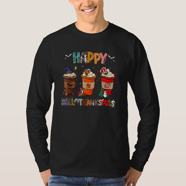 Camiseta Halloween Thanksgiving Christmas Happy Hallothanks (Anverso)