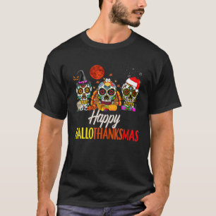Camiseta Halloween Thanksgiving Christmas Sugar Skull Hallo