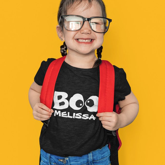 Camiseta Halloween Típografía Cuta Boo Personalizada (Cute Halloween Custom kids T Shirt. )