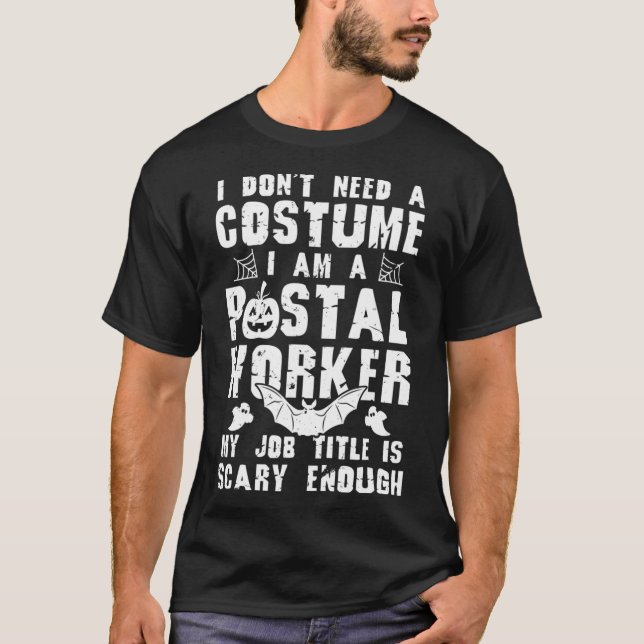 Camiseta Halloween, trabajador postal disfraz asusta gracio (Anverso)