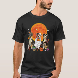 Camiseta Halloween Tres Perros Pastor Australiano Bruja Asu