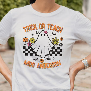Camiseta Halloween: Trick o Teach retro Ghost Teacher