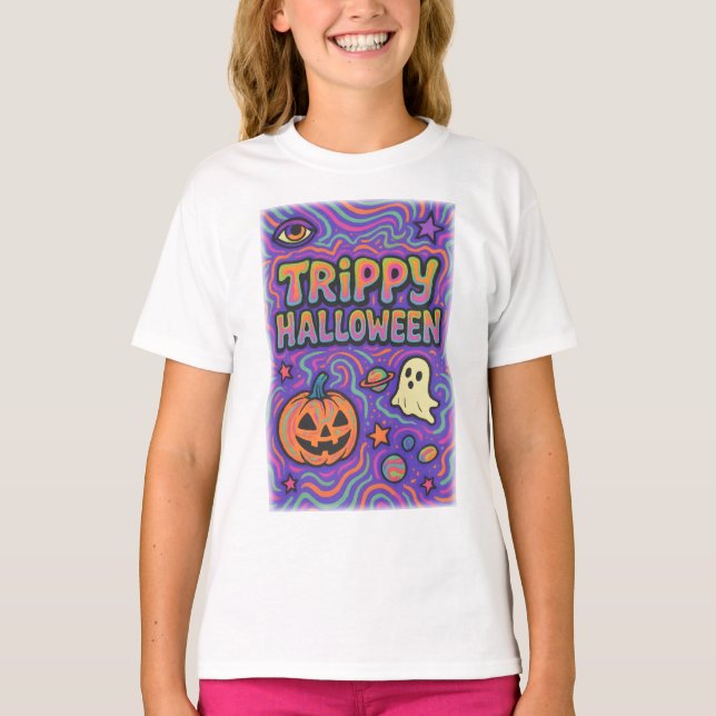Camiseta Halloween Trippy Colorful Retro Cloex (Anverso)